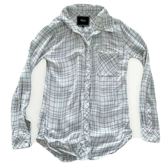 RAILS Women’s Sz XS White Black Check Button Down Flannel Shirt - Picture 5 of 5